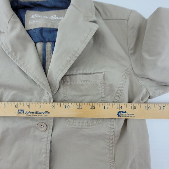 Eddie Bauer Jacket Womens 4 Khaki Legend Wash Blazer Twill Denim Utility Chore - Picture 9 of 13